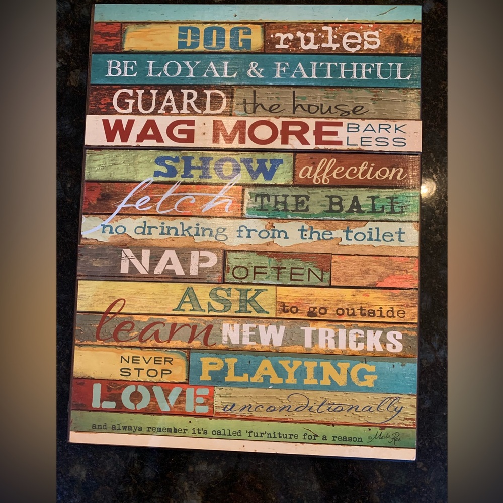Dog Rules Wooden Wall Decor, Like New, 12 x 16 - Picture 3 of 15
